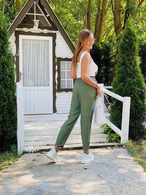 Belden Bağçıklı Boru Paça Haki Pantolon