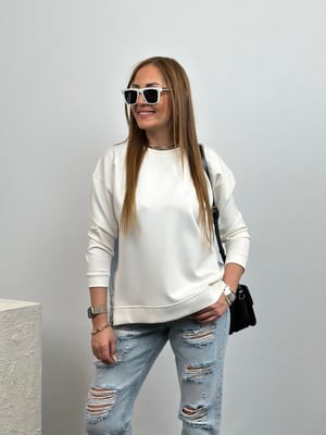 Beyaz Arka Gömlek Detay Sweatshirt