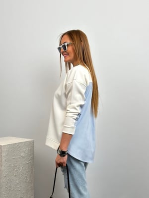 Beyaz Arka Gömlek Detay Sweatshirt