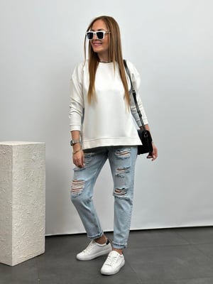 Beyaz Arka Gömlek Detay Sweatshirt