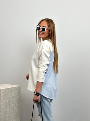 Beyaz Arka Gömlek Detay Sweatshirt