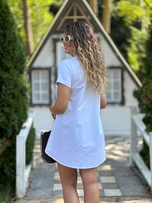 Beyaz Arkası Poplin Detay Tshirt