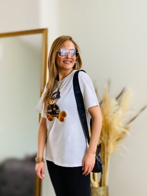 Beyaz Ayıcık Baskılı Tshirt