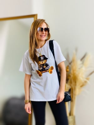 Beyaz Ayıcık Baskılı Tshirt
