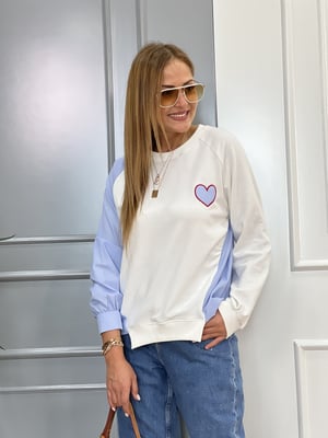Beyaz Gömlekli Kalp Detaylı Sweatshirt