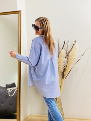 Beyaz Mavi Çizgili Sweatshirt