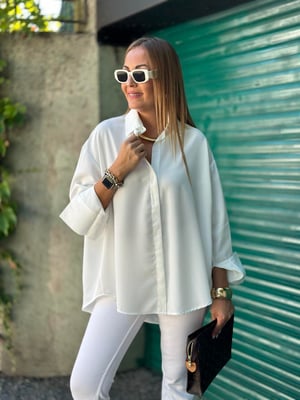 Beyaz Oversize Saten Gömlek