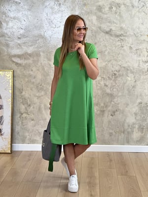 Bisiklet Yaka Cepli Yeşil Basic Elbise