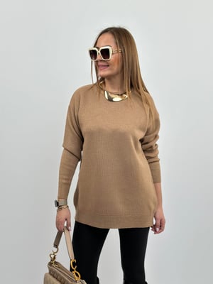 Bisküvi Simli Oversize Triko