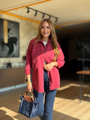 Bordo Yıkamalı Gabardin Gömlek