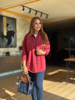 Bordo Yıkamalı Gabardin Gömlek