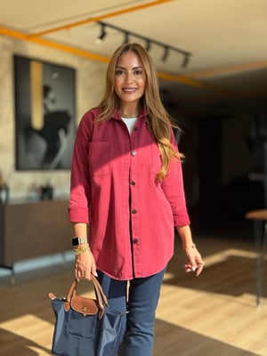 Bordo Yıkamalı Gabardin Gömlek