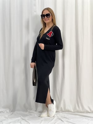 Çift Yırtmaçlı V Yaka Maxi Elbise
