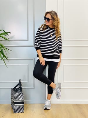 Çizgili İkili Sweatshirt