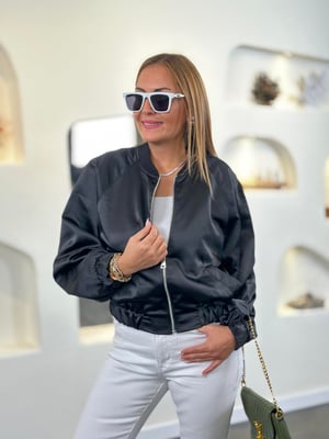 Cropped Bomber Saten Ceket