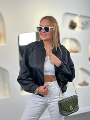Cropped Bomber Saten Ceket