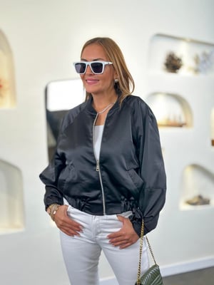 Cropped Bomber Saten Ceket