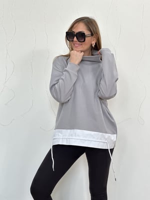 Degaje Yaka Gri Beyaz Detay Sweatshirt