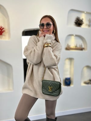 Degaje Yaka Oversize Bej Salaş Kazak