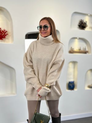 Degaje Yaka Oversize Bej Salaş Kazak