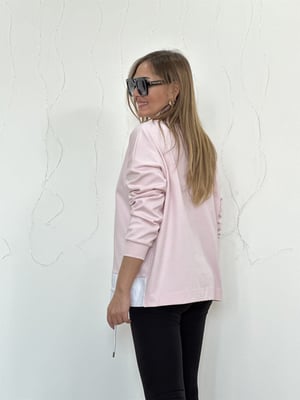 Degaje Yaka Pembe Beyaz Detay Sweatshirt