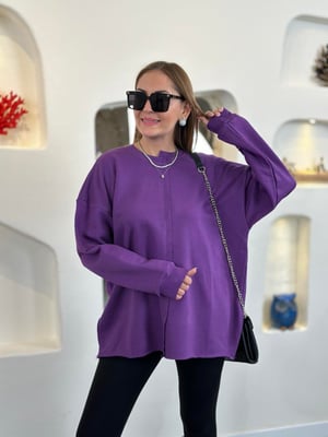 Dikiş Detaylı Mor Salaş Sweat