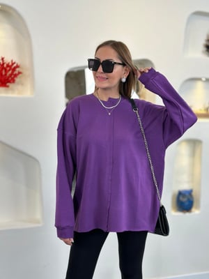 Dikiş Detaylı Mor Salaş Sweat