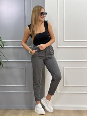 Duble Paça Gri Çelik Pantolon
