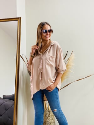 Düşük Omuz Oversize Taş Gömlek