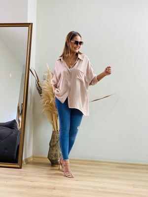 Düşük Omuz Oversize Taş Gömlek
