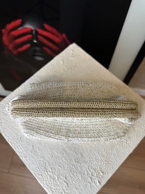 Ekru Gold Simli Örgü Cluch