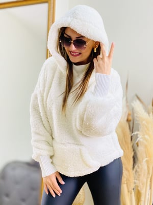 Ekru Peluş Sweatshirt