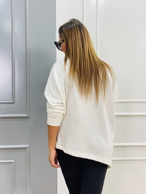 Fermuar Detaylı Beyaz Sweatshirt