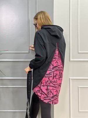 Fermuar Detaylı Pembe Siyah Sweat