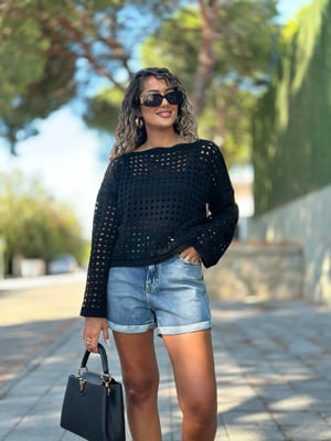 Fileli Siyah Triko