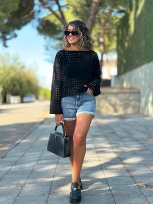 Fileli Siyah Triko