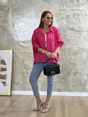 Fuşya Oversize Tensel Gömlek