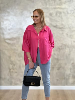 Fuşya Oversize Tensel Gömlek