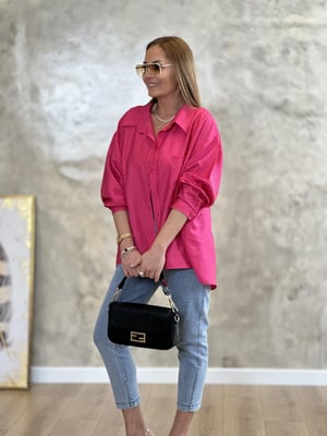 Fuşya Oversize Tensel Gömlek