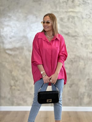 Fuşya Oversize Tensel Gömlek
