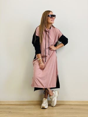 Garnili Somon Siyah Elbise