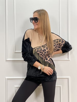 Gold Zincirli Leopar Bluz