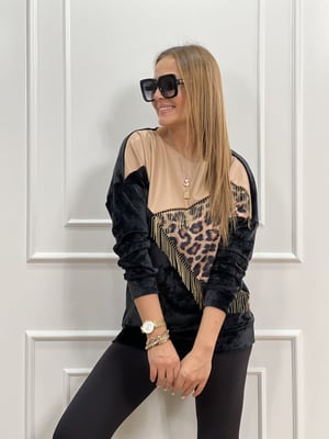 Gold Zincirli Leopar Bluz