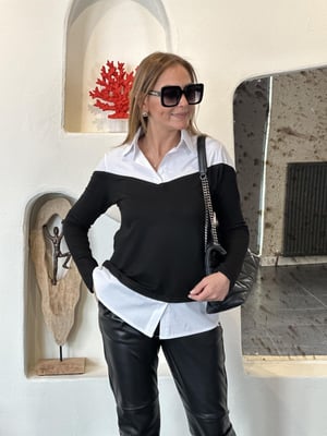 Gömlek Detaylı Garnili Bluz