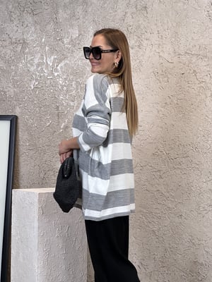 Gri Beyaz Yıldızlı Oversize Triko