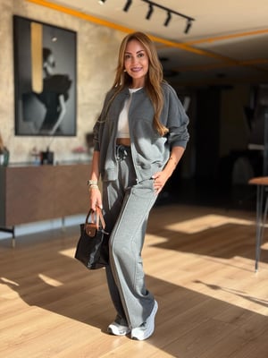 Gri Çimalı Sweat İkili Takım