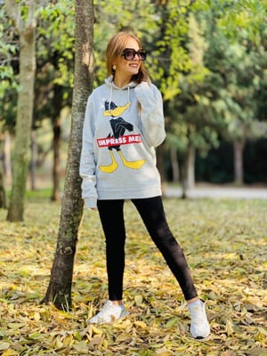 Gri Kapşonlu Sweat 