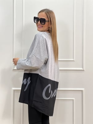Gri Siyah Cep Detaylı Sweatshirt
