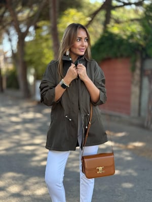 Haki Bel Büzgülü Trenç Yağmurluk