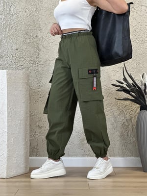 Haki Beli Lastikli Paraşüt Kargo Cep Pantolon